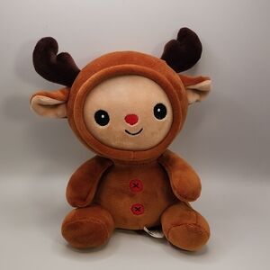 Brown Reindeer Plush Stuffed Animal - Cozy Holiday Plush